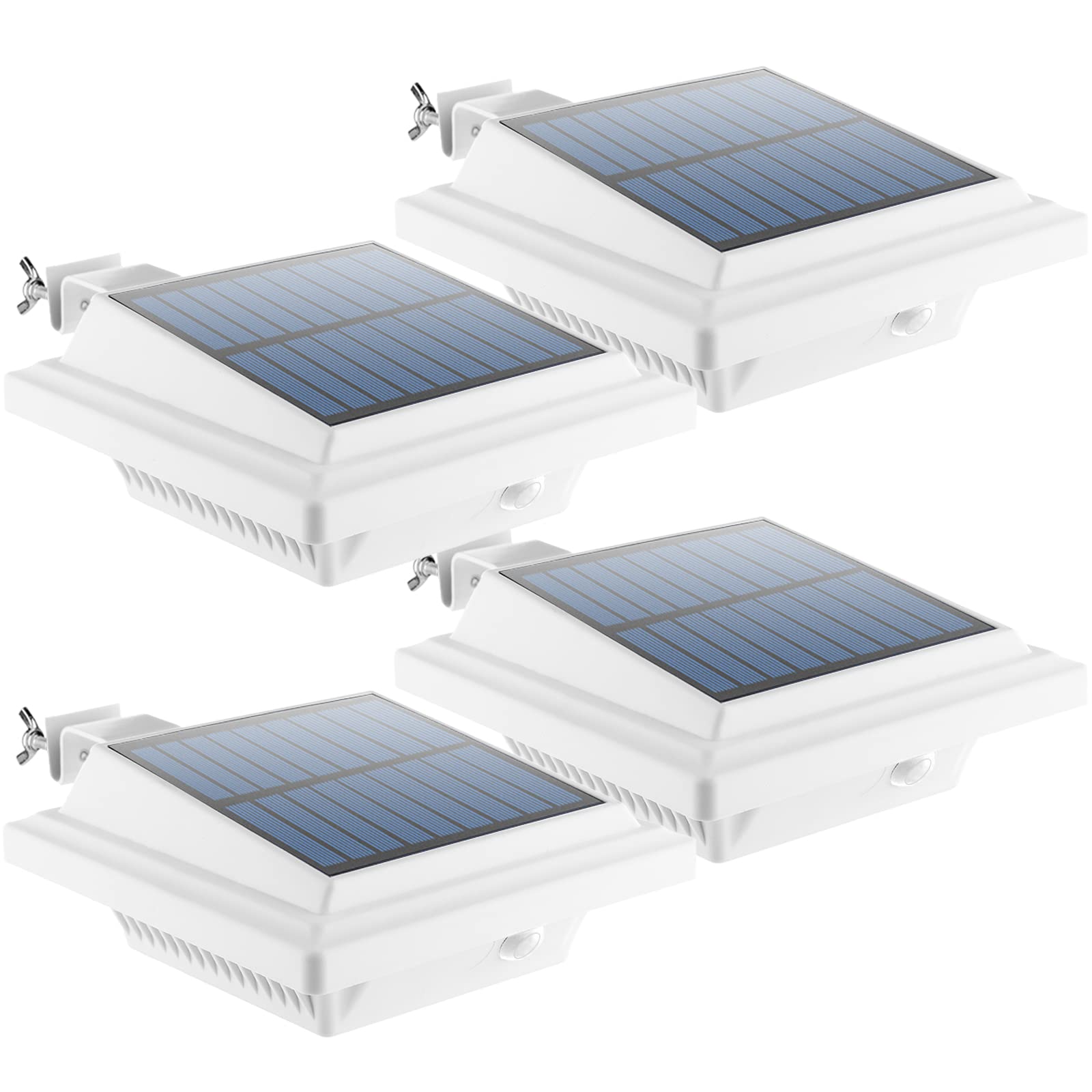 UniqueFire Solar Gutter Lights Outdoor - 40 LED Bright Solar Powered Waterproof Fence & Deck Lights for Wall, Stairs, Yard (White/Warm White, 4 Pack) - Perfect for Pathway, Garden, Patio & Landscape Lighting