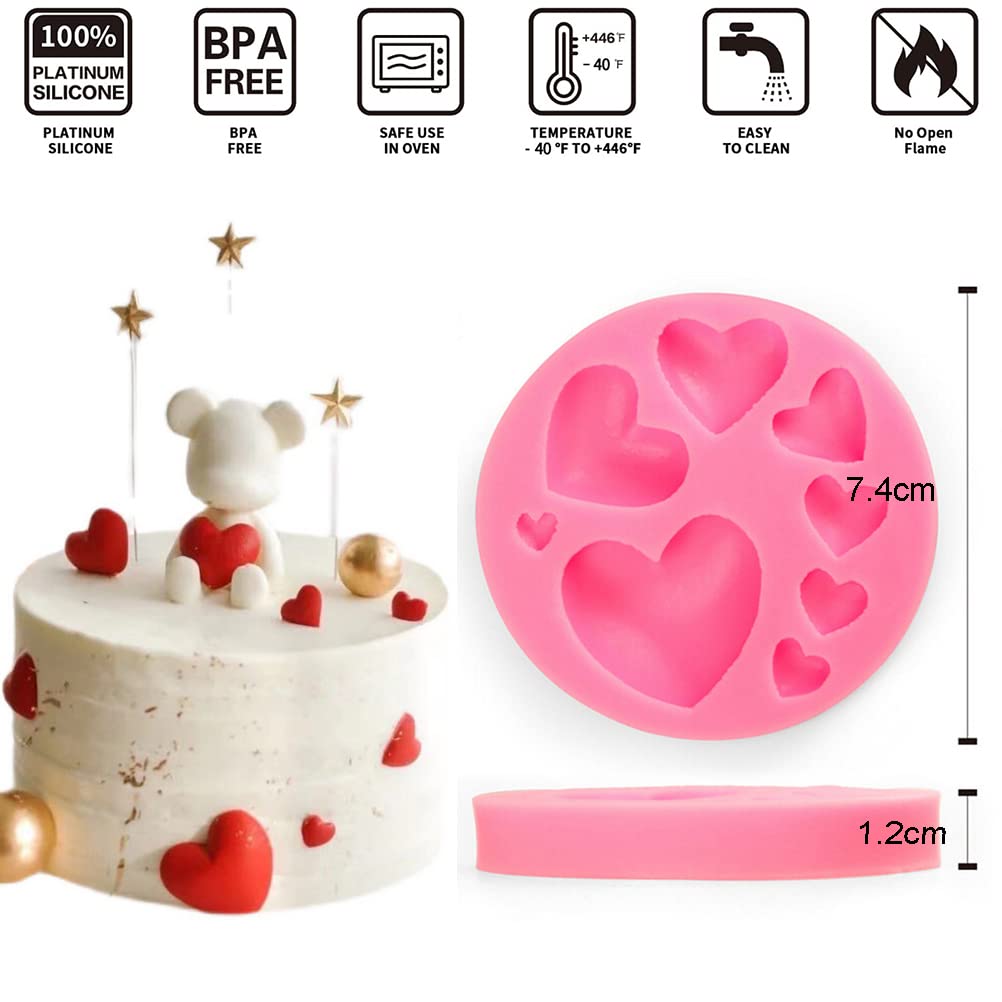 2-Piece Heart Silicone Mold Set for Chocolate, Candy, Cake Decorating - Baking Tools for Valentine's Day, Wedding, Birthday Party Desserts
