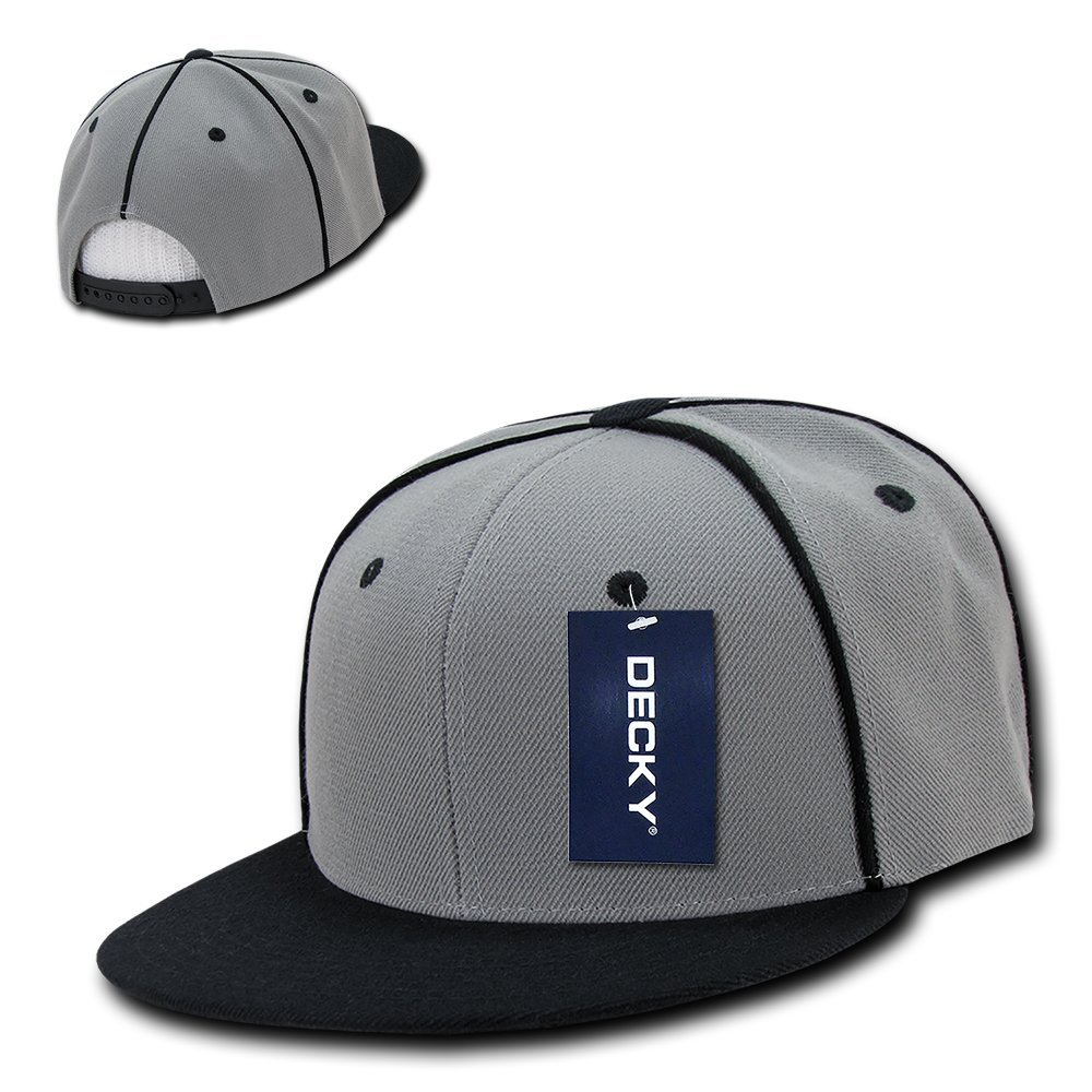 DECKY Piped Crown Snapback Hats for Men & Women - Adjustable Baseball Caps for Outdoor Sports, Casual Wear & Street Fashion
