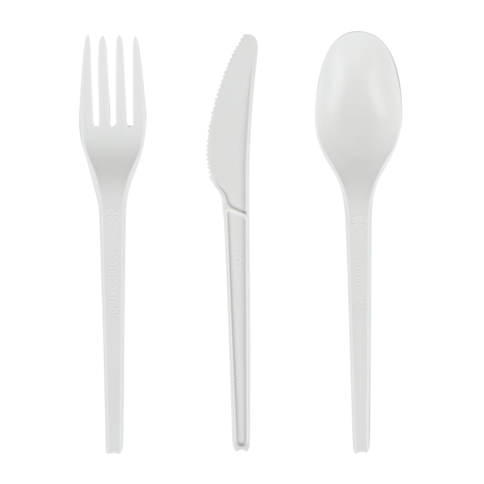 Eco-Friendly Compostable CPLA Plastic Cutlery Set - 290-Piece White Utensils (6.5