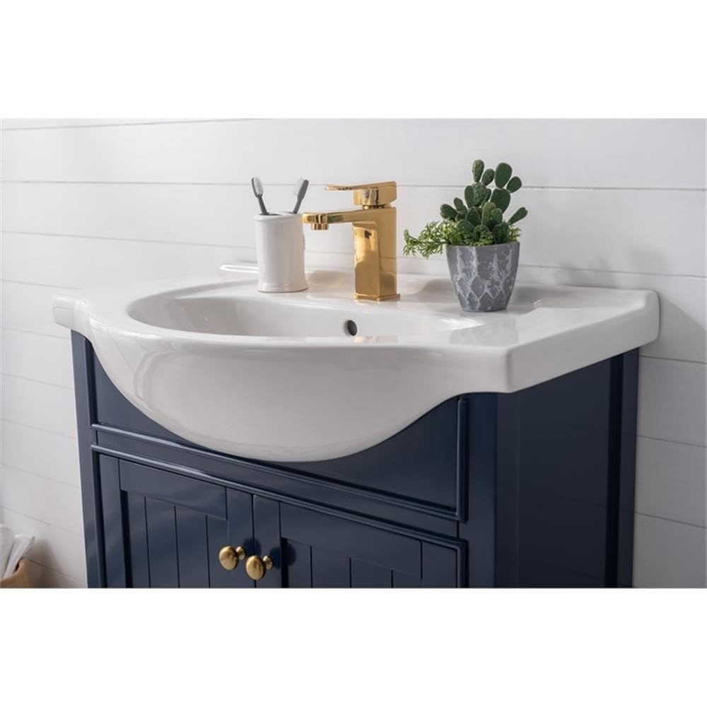 Design Element S05-30-BLU 30-Inch Blue Bathroom Vanity with Soft-Close Doors - Perfect for Modern Bathrooms, Small Spaces & Home Renovations