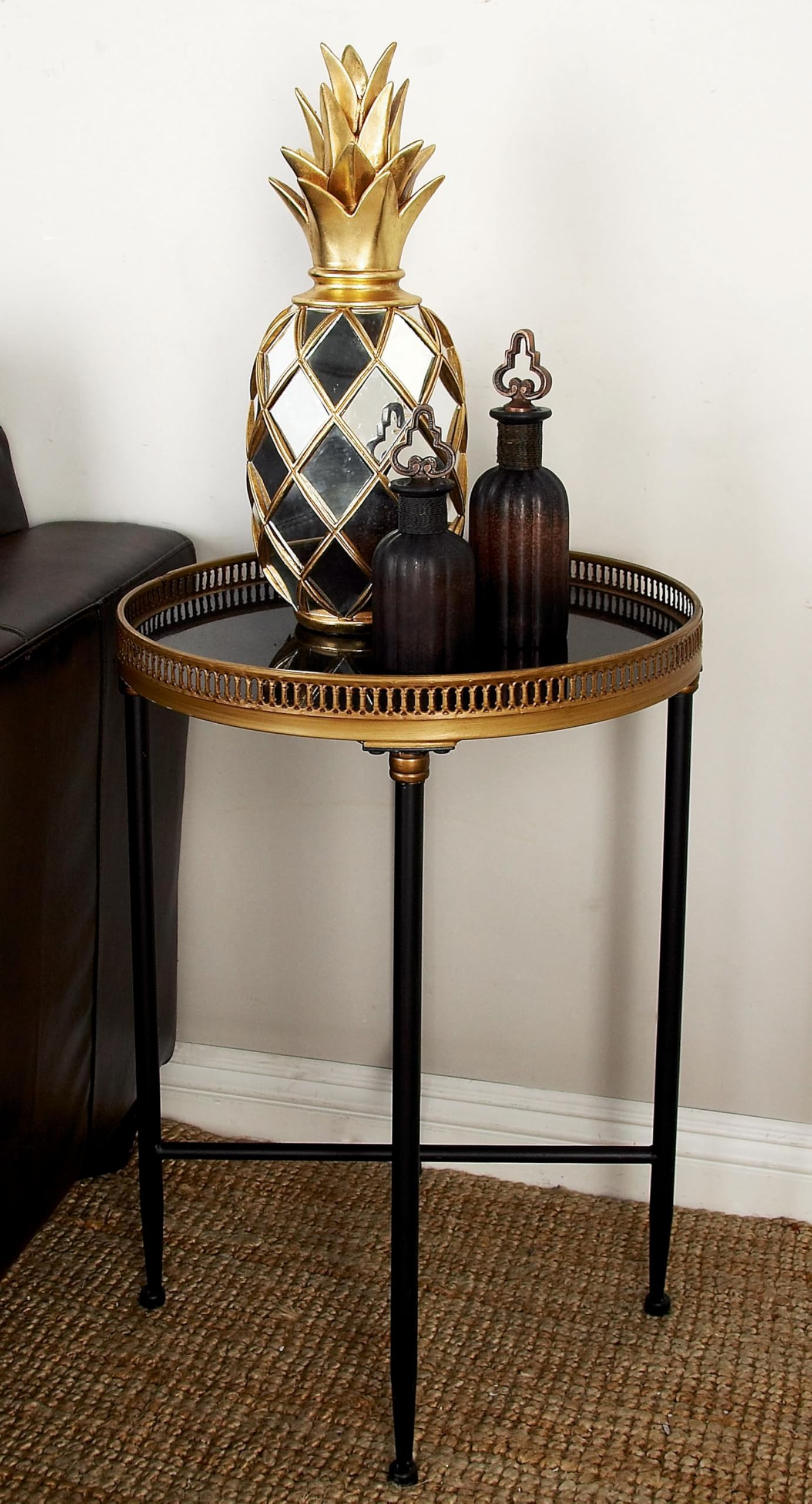 Deco 79 Modern Black Metal Side Table with Tray Top - 18
