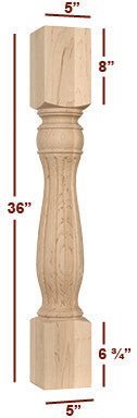 Massive Fluted Santa Fe Island Leg - Durable & Stylish Furniture Leg for Sofas, Chairs & Tables - Perfect for Home & Office Decor