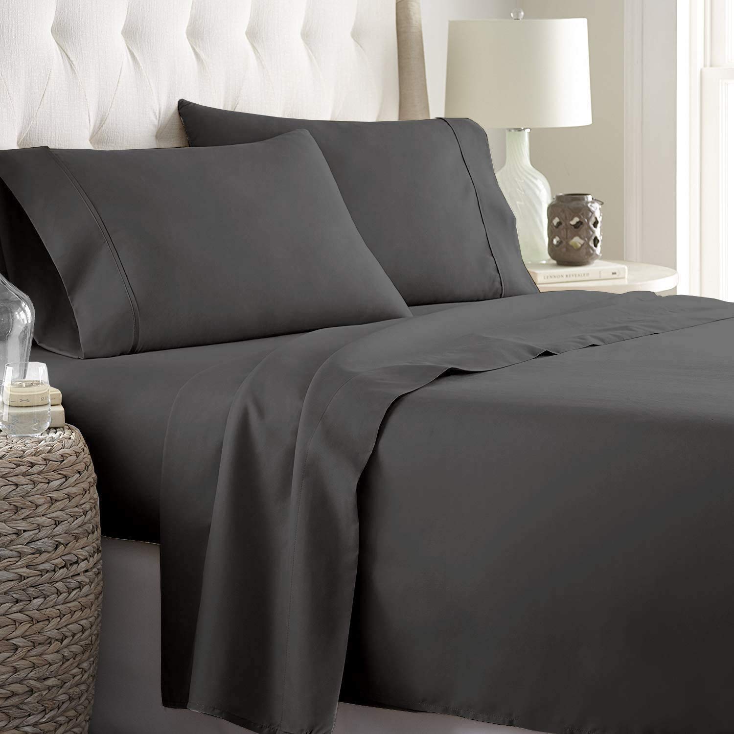 4 Piece Twin XL Bed Sheet Set - 600 Thread Count 100% Long Staple Cotton, Deep Pocket Fits Mattress Up to 15