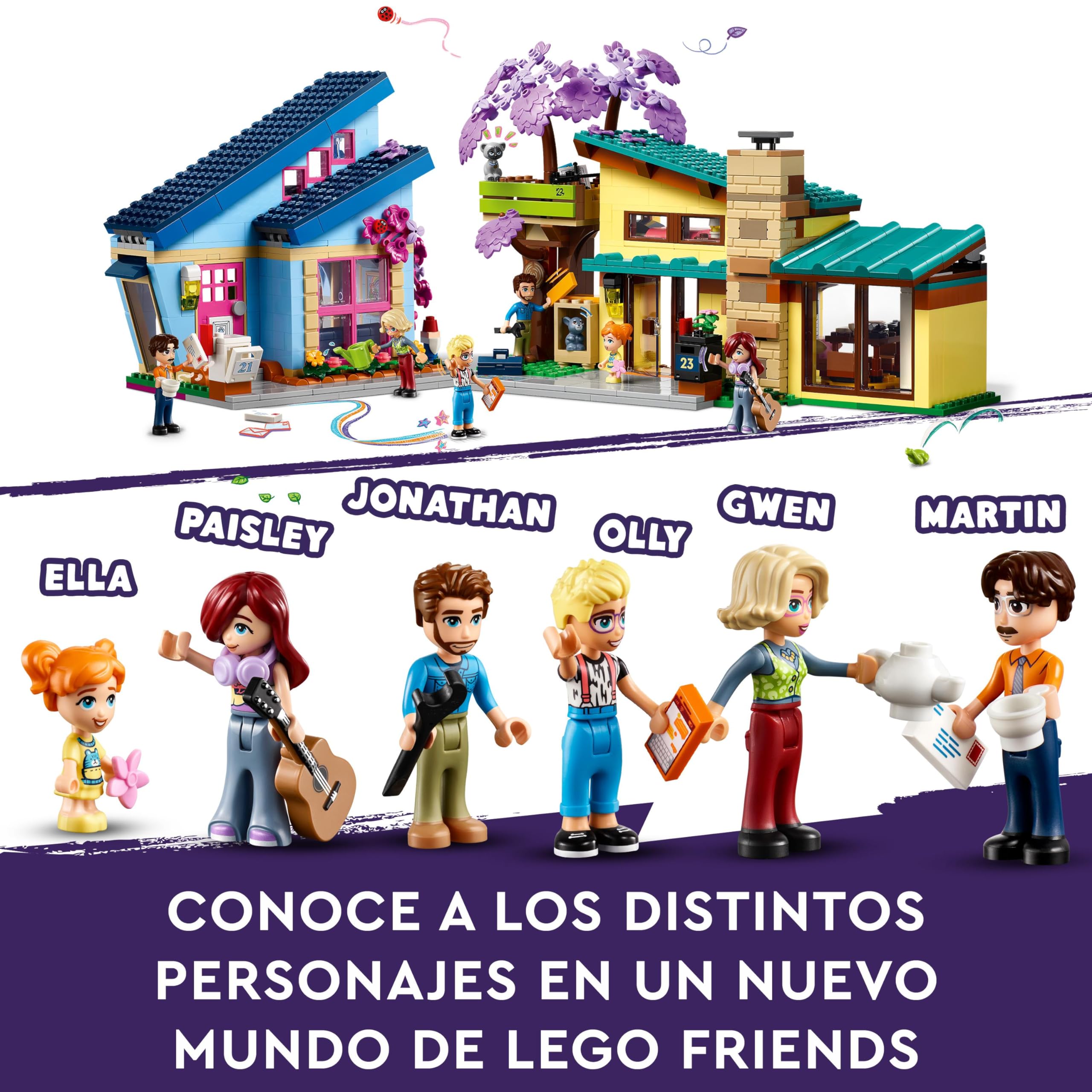 LEGO Friends Olly and Paisley's Family Houses - 2-Story Building Toy Set with Mini Dolls, Cat & Rabbit Figures - Creative Construction Gift for Girls & Boys Ages 7+ (Model 42620) - Perfect for Imaginative Play, Birthday Gifts & STEM Learning Activities