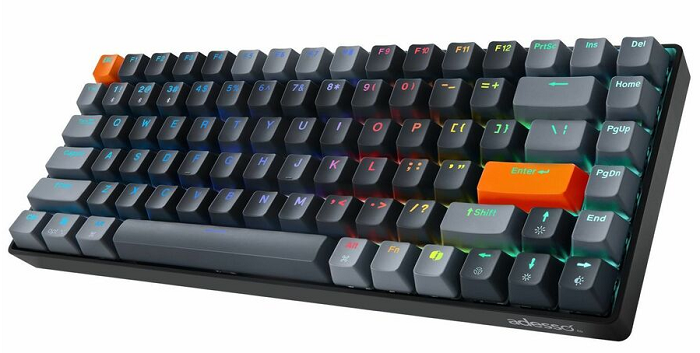 Adesso EasyTouch 1000 Wired Wireless Bluetooth Mechanical Keyboard - Multi-OS Backlit Mini Keyboard with CoPilot AI Hotkeys for Gaming, Office & Programming (Windows/Mac/Linux)