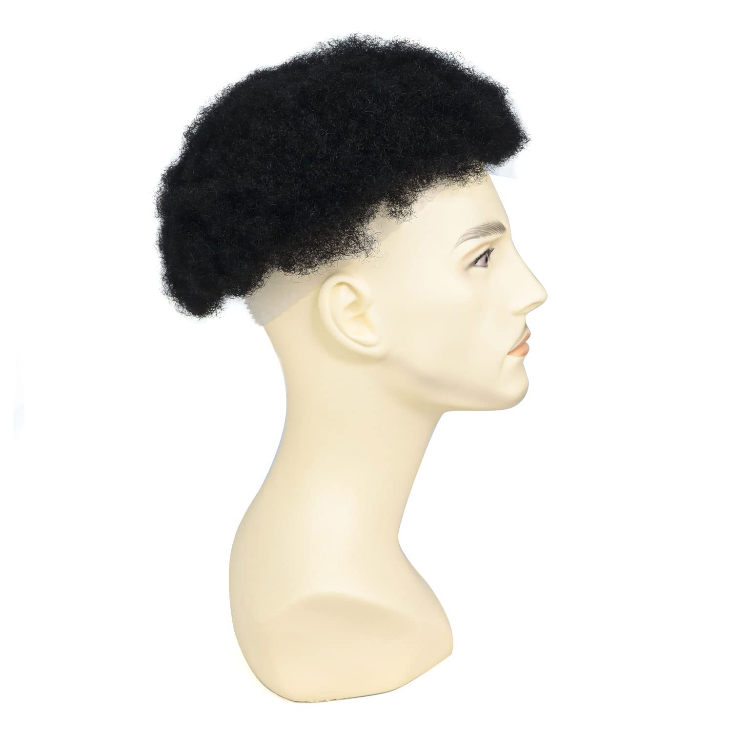 Premium Men's Toupee - 100% Human Hair Afro Curly Wig with Swiss Lace & PU Base - 120% Density Natural Black Indian Hair Replacement System - Perfect for Daily Wear, Special Occasions & Hair Loss Solutions