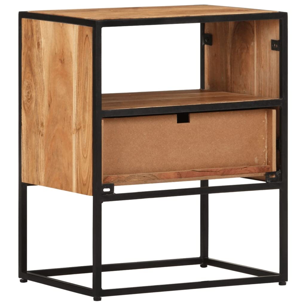 Modern Acacia Wood Nightstand - 15.7