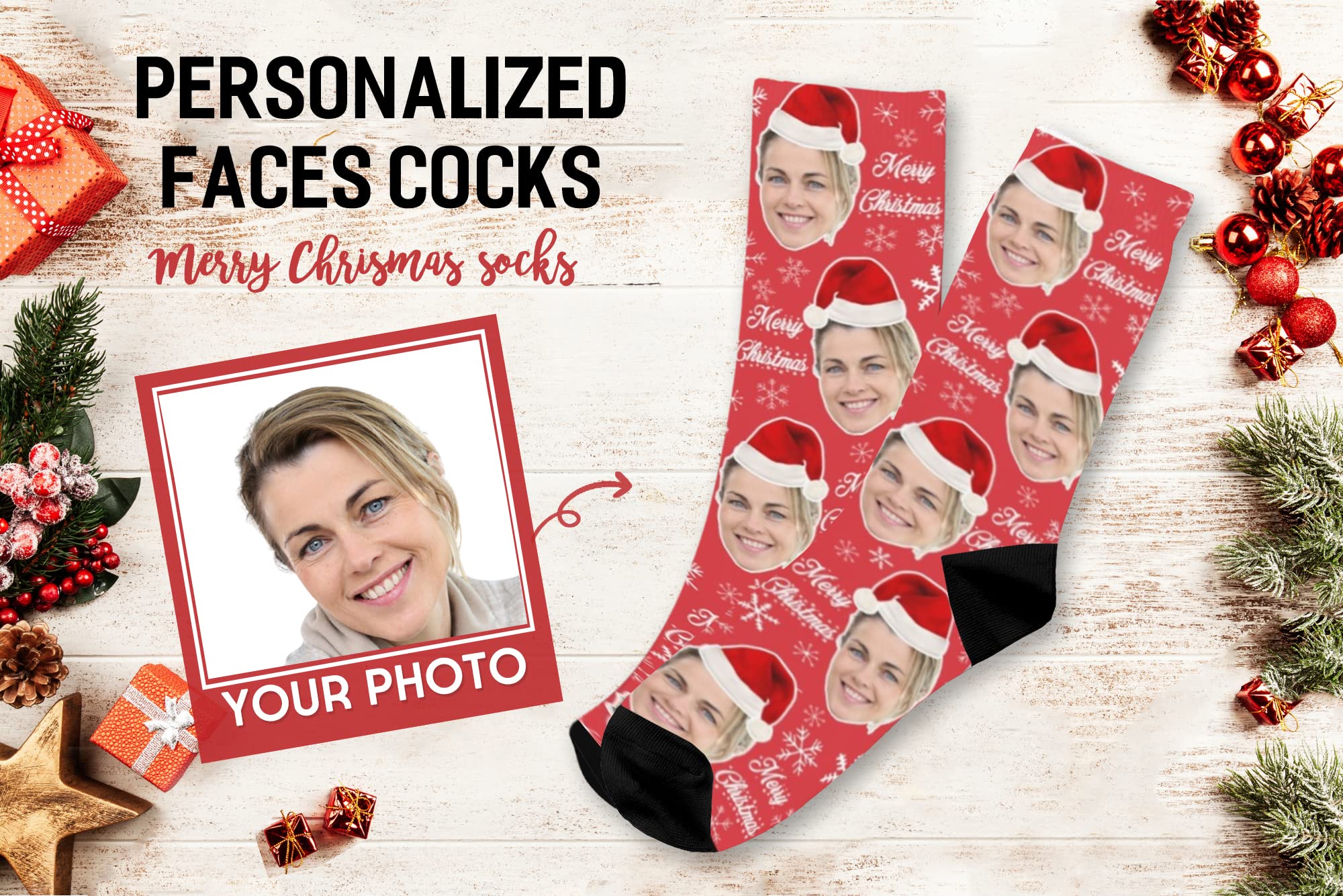 Custom Photo Face Crew Socks - Personalized Birthday Gifts for Men & Women | Funny Unisex Socks with Printed Photos | Great for Parties, Anniversaries & Unique Gift Ideas