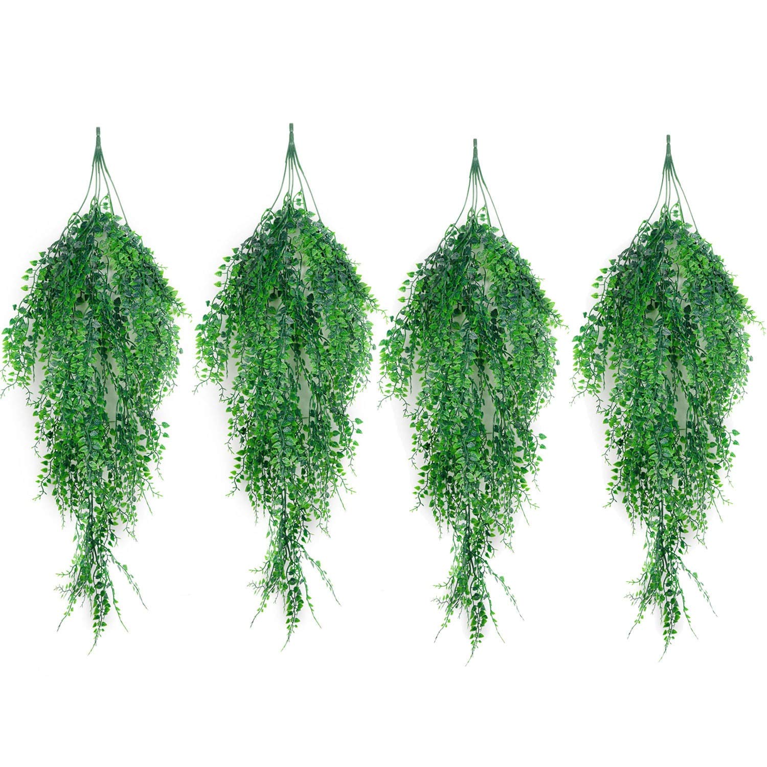 AOSUAI 4PCS Artificial Hanging Plants - Green Fake Ivy Vine with Simulated Leaves for Wedding, Home, Office, and Garden Decor - Perfect for Indoor and Outdoor Decoration
