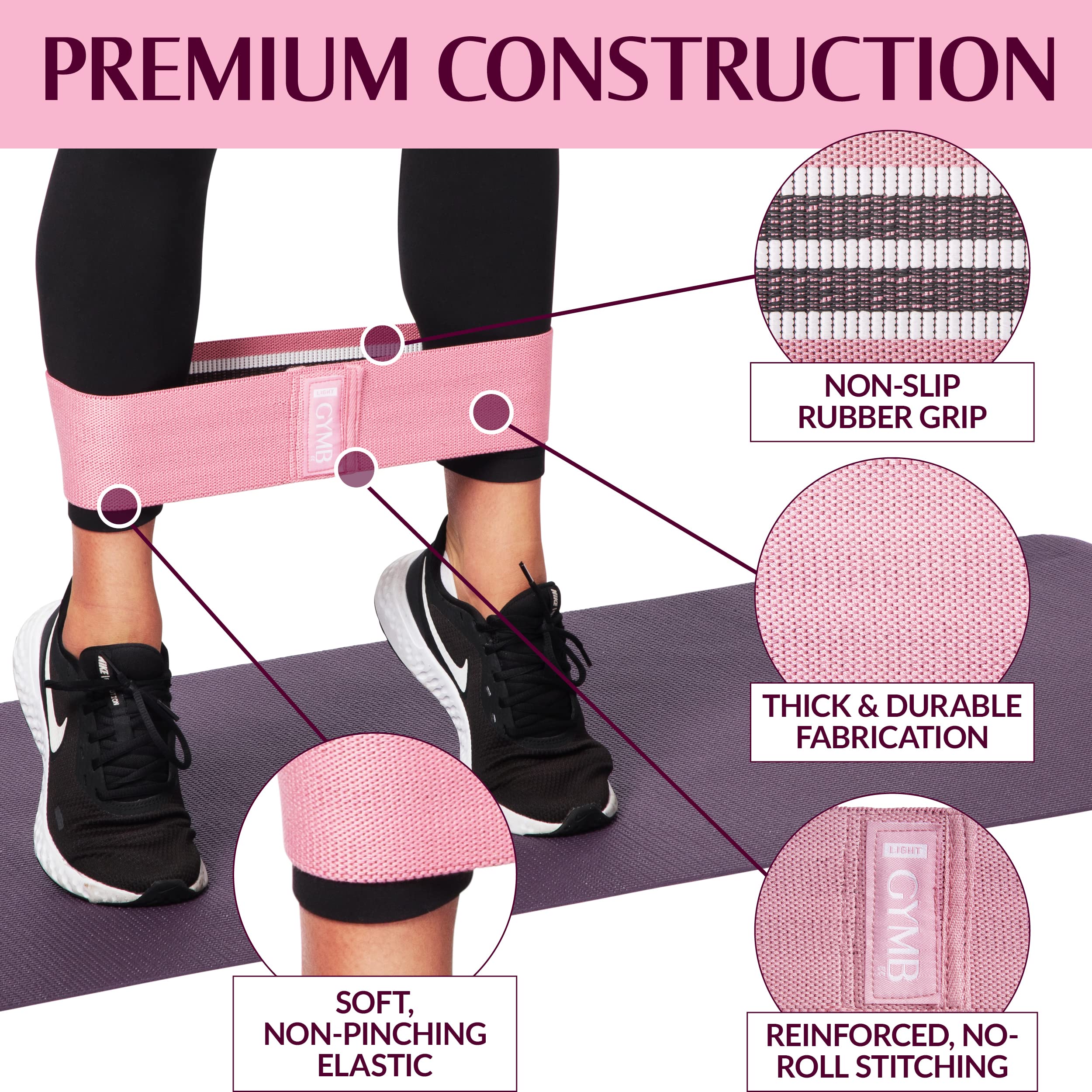 Premium Resistance Bands for Workouts - Non-Slip Exercise Bands for Glutes, Thighs & Legs - Gym & Home Fitness, Yoga, Strength Training & Pilates for Men & Women - 3 Levels - Perfect for Home Gym, Outdoor Training & Physical Therapy