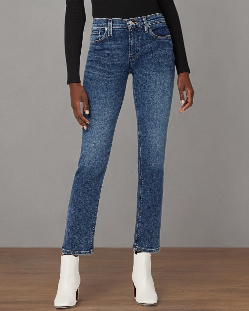 HUDSON Women's Nico Midrise Straight Leg Jeans - Comfortable Stretch Denim Pants for Casual Wear & Everyday Outfits