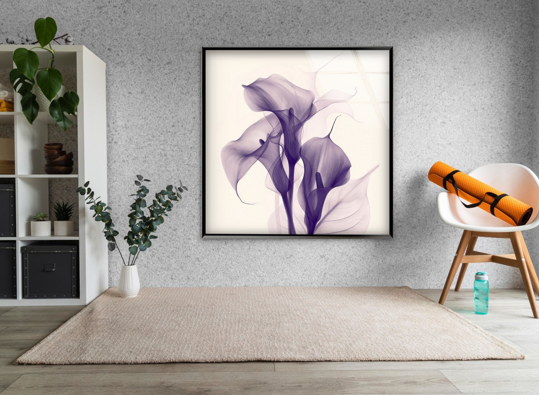 Albert Koetsier Purple Glass Wall Art - Handmade Modern Decor for Living Room, Bedroom & Office - Elegant Stained Glass Panel for Home & Gifts