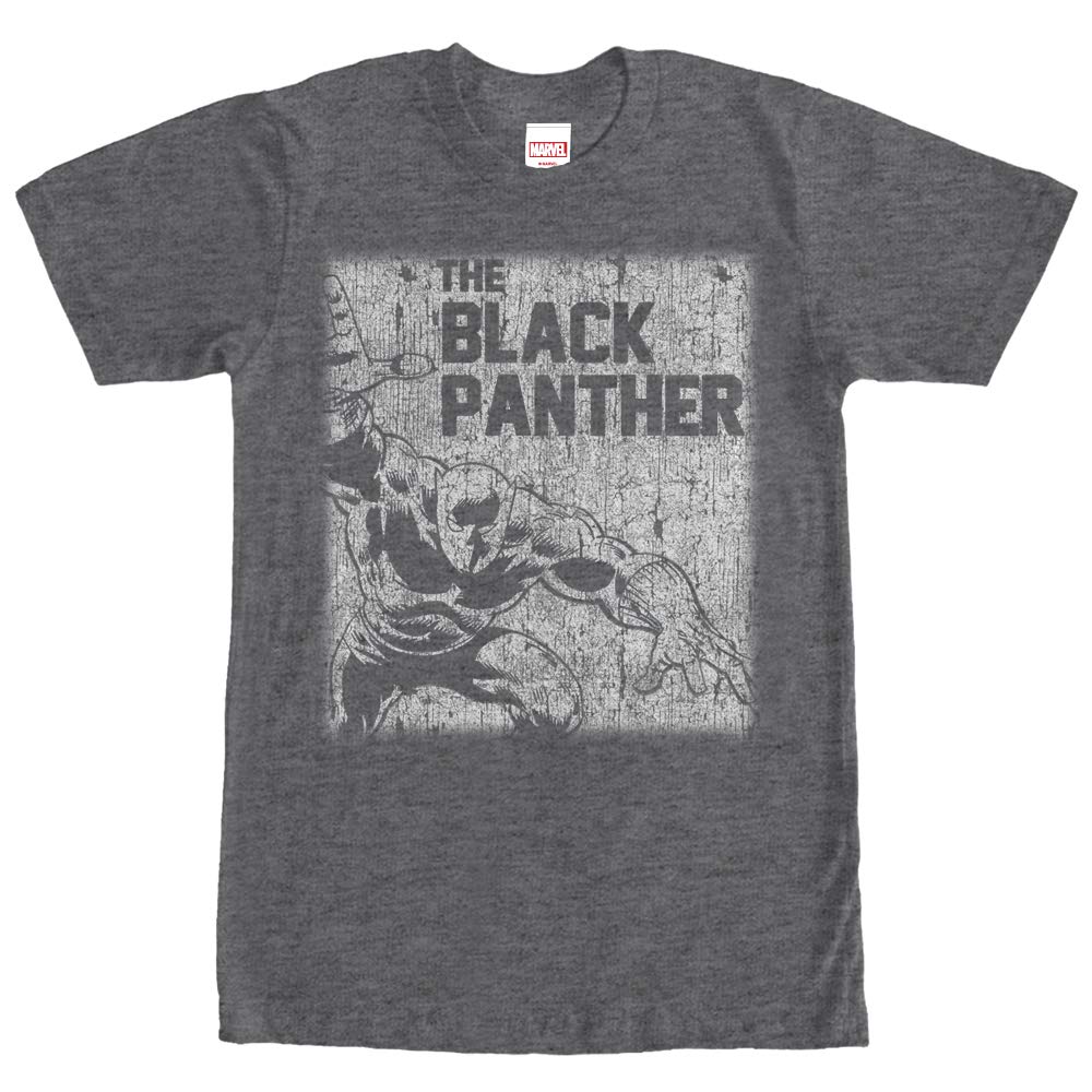 Marvel Black Panther Graphic T-Shirt for Men - Charcoal Heather - Small Size | Superhero Tee for Casual Wear, Cosplay & Comic Con