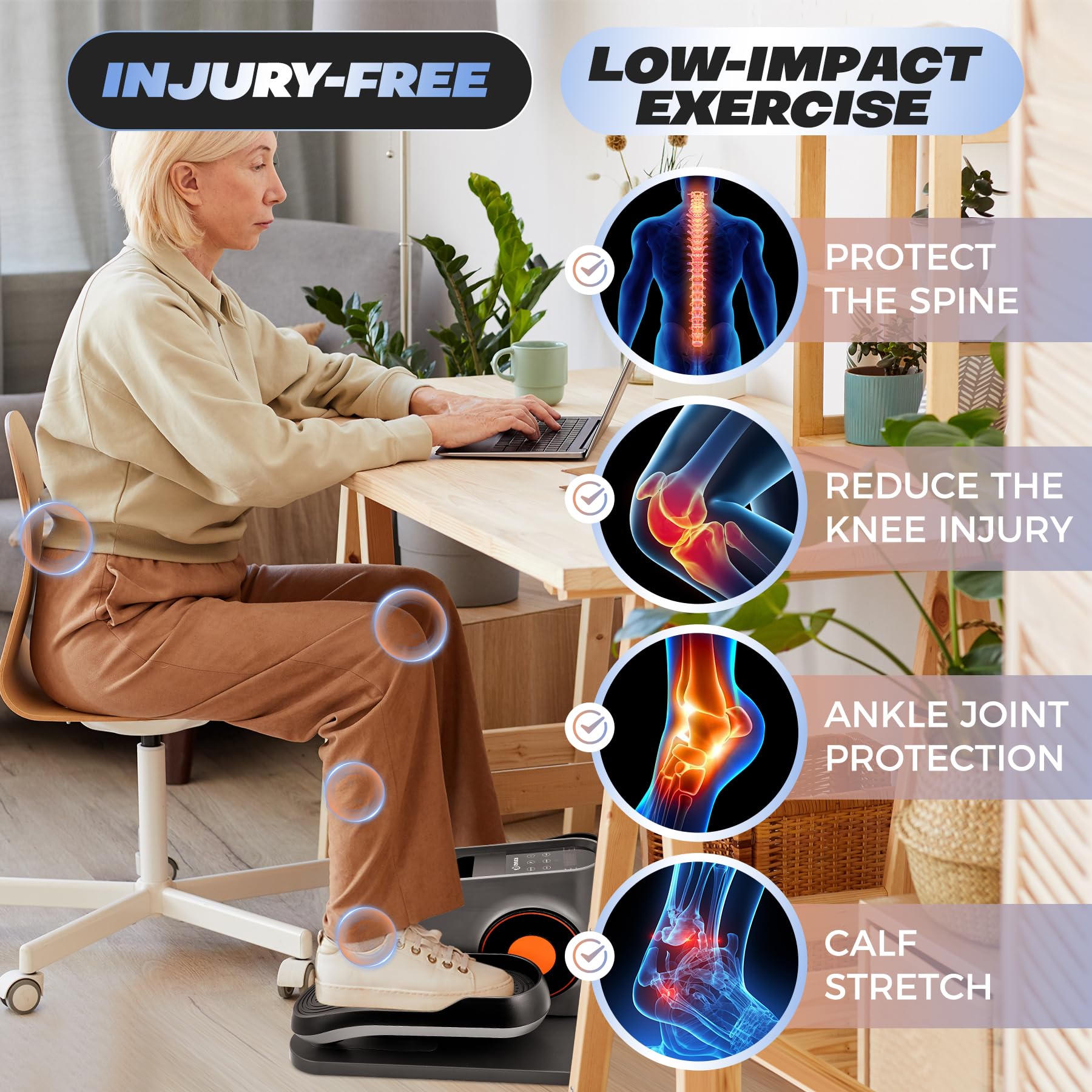 Saker Under Desk Elliptical Machine - Electric Seated Pedal Exerciser with LCD Display & Remote Control - Compact Leg Exercise Equipment for Home & Office Use - Perfect for Seniors, Adults & Teens to Stay Active While Working or Watching TV