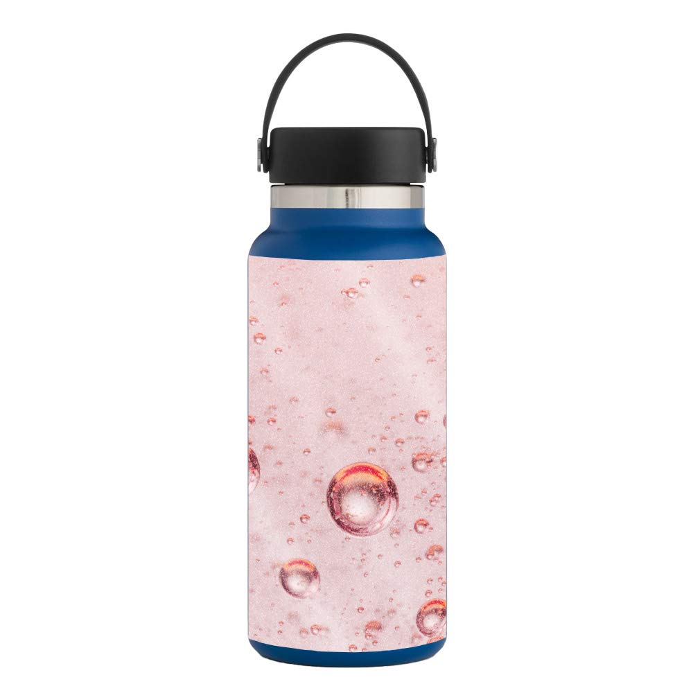 MightySkins Glossy Glitter Skin for Hydro Flask 32 oz Wide Mouth Water Bottle - Champagne Bubbles | Protective & Durable High-Gloss Vinyl Wrap | Easy to Apply, Remove & Change Styles | Made in USA | Perfect for Gym, Hiking, Office & Travel