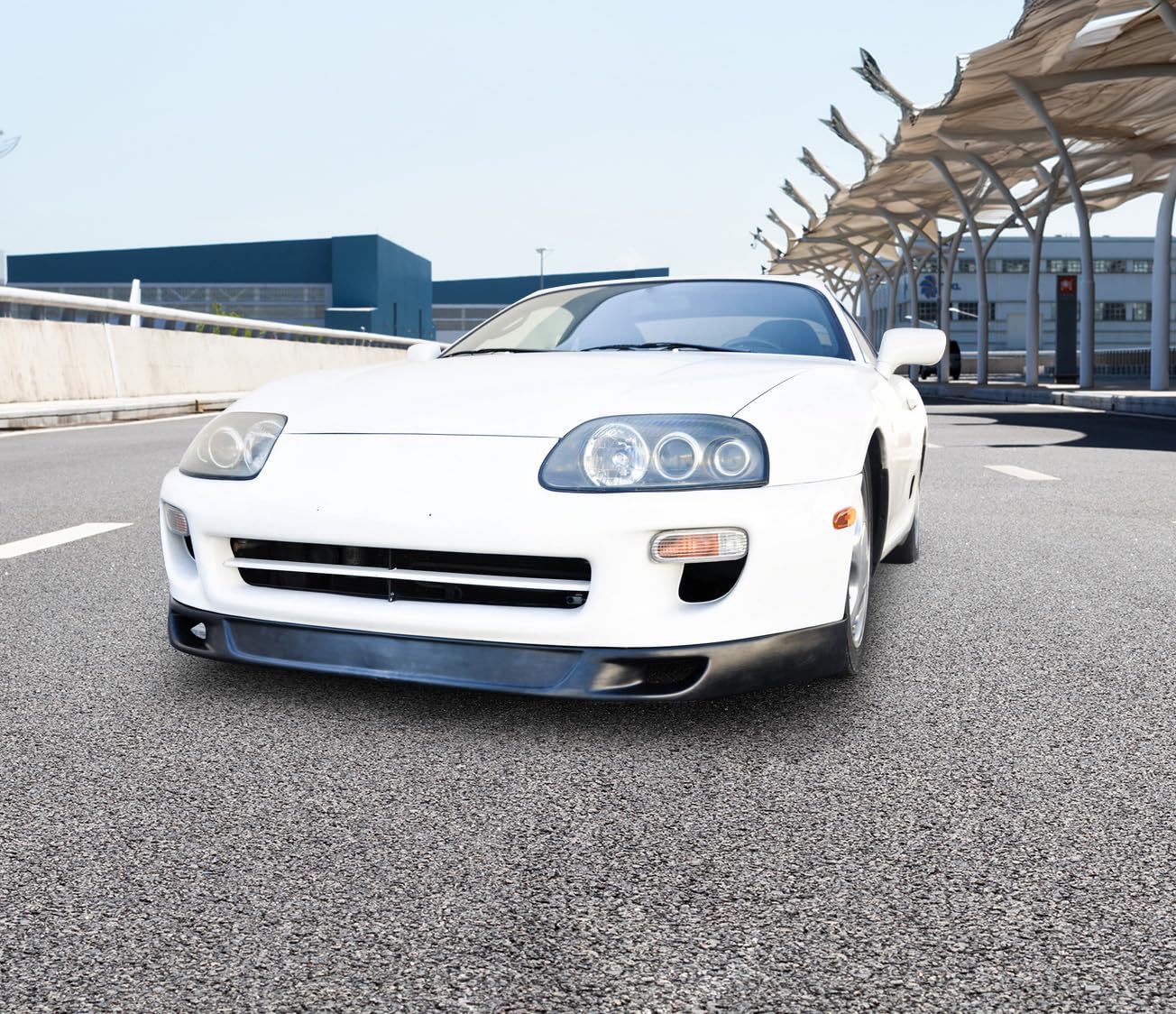 IKON MOTORSPORTS V2 Style PU Black Front Bumper Lip Spoiler for 1993-1998 Toyota Supra | Splitter Air Dam Chin Diffuser | Enhances Aerodynamics & Sporty Look for Street Racing & Car Shows