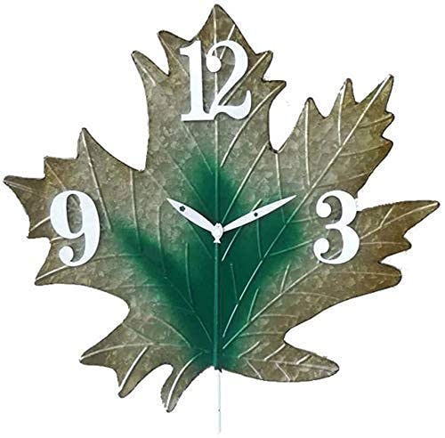 DIEFMJ Waterproof Outdoor Wall Clock with Metal Leaves Design - Decorative Garden Clock for Patio, Yard, and Outdoor Spaces | Perfect for Garden Decor, Backyard, and Exterior Wall Decoration