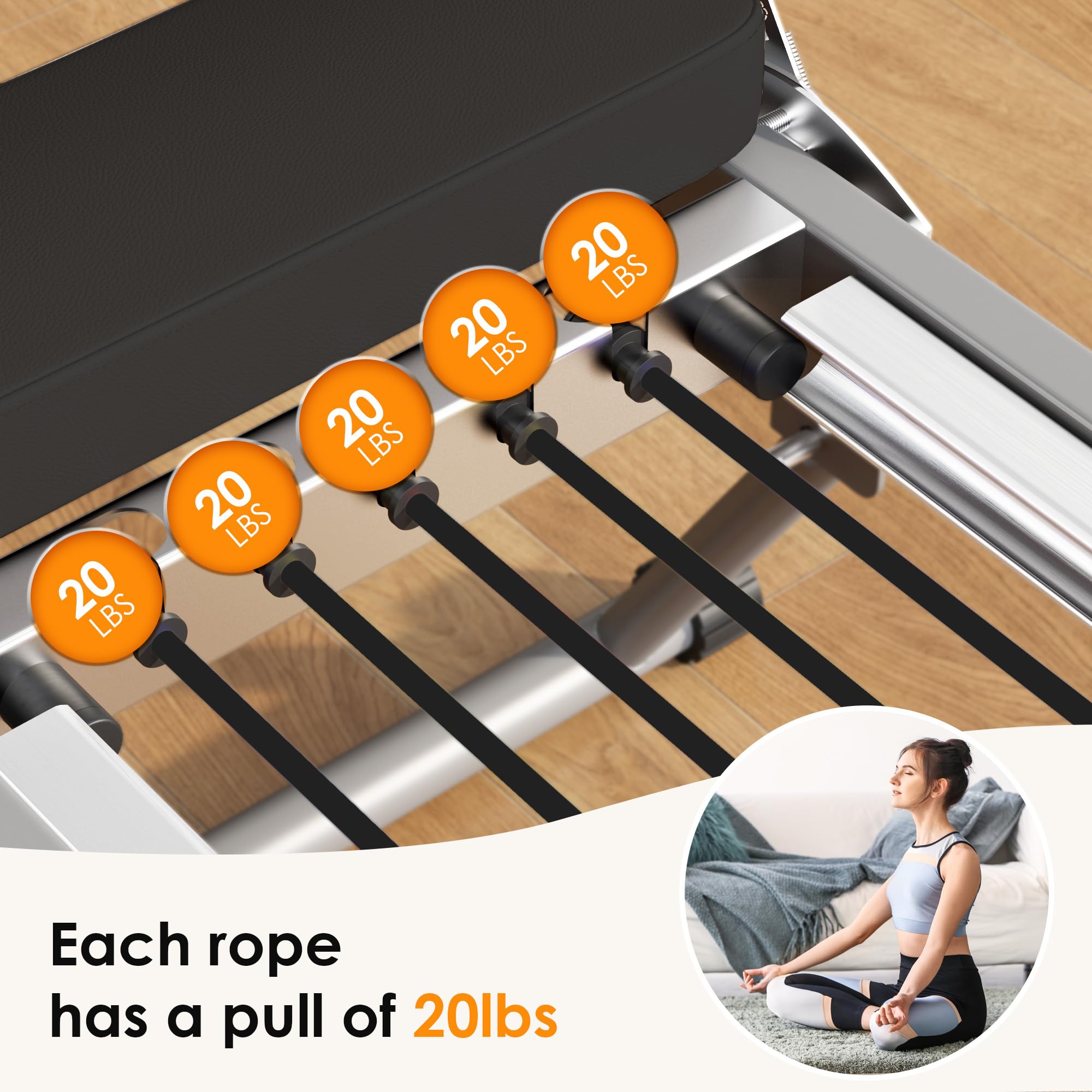 SogesPower Foldable Pilates Reformer Machine for Home Gym - High Strength Alloy Springs, 330lbs Weight Capacity - Perfect for Beginners & Full-Body Workouts - Ideal for Small Spaces & Home Fitness Studios