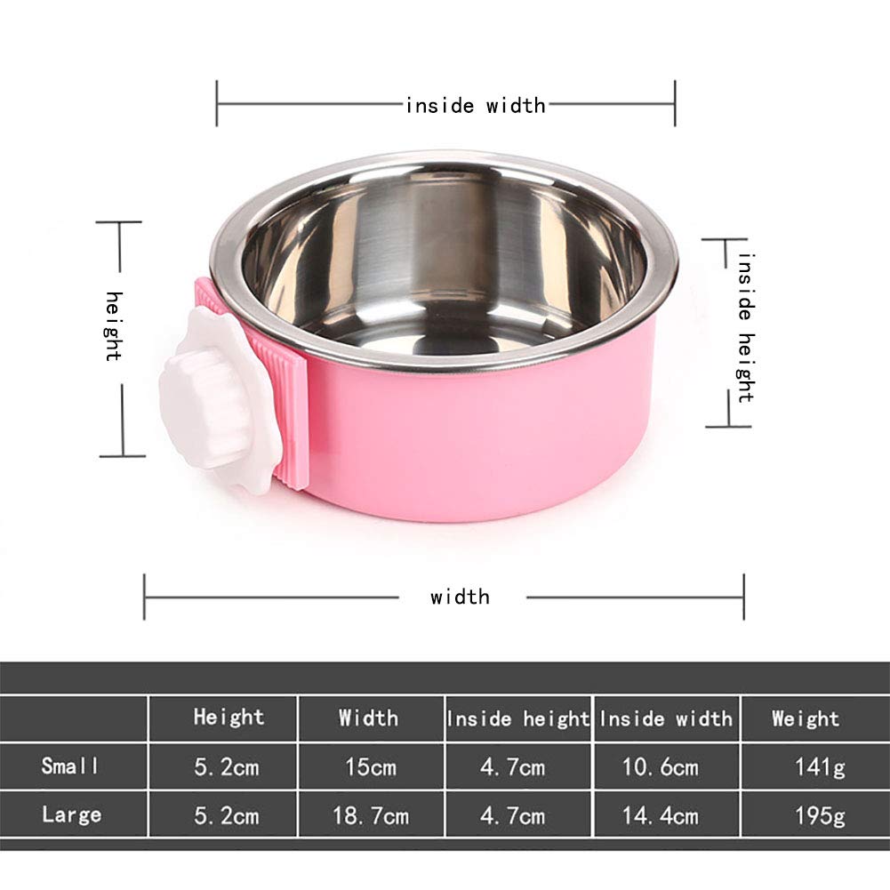 Luck Dawn Stainless Steel Removable Hanging Pet Bowl - Crate Food & Water Dish for Dogs, Cats, Rabbits, Birds & Small Animals - Secure Bolt Holder Design - Small (2-Pack) - Perfect for Travel, Kennels & Outdoor Use
