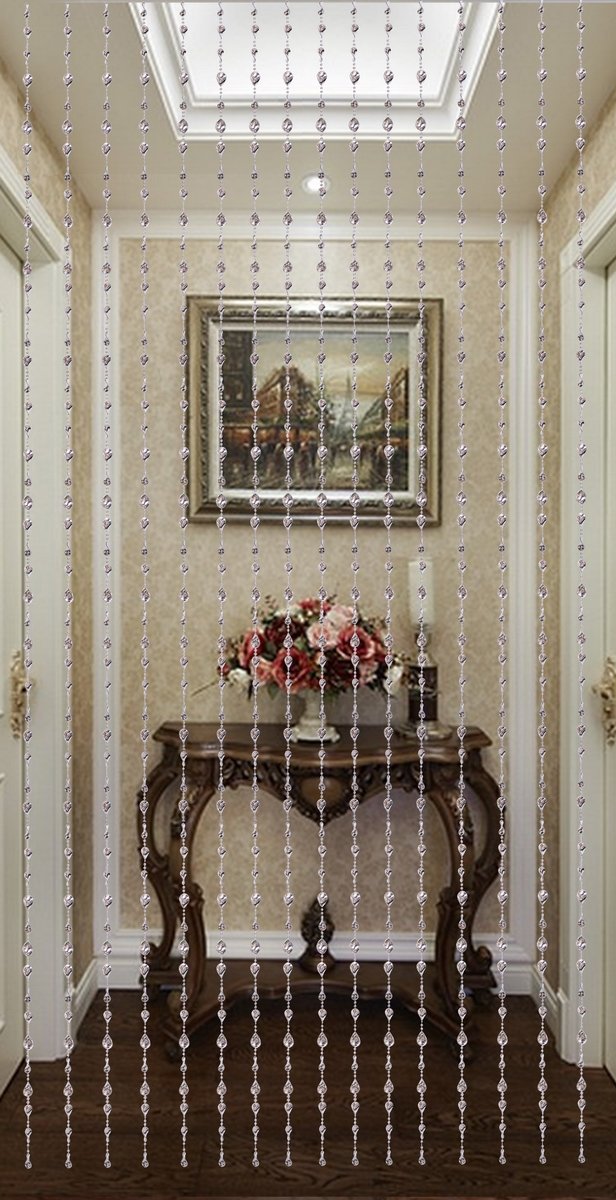 THY COLLECTIBLES Silver Twisted Drop Acrylic Beaded Curtain - Elegant Home Decor for Windows, Doorways & Room Dividers | Perfect for Living Rooms, Bedrooms & Entryways
