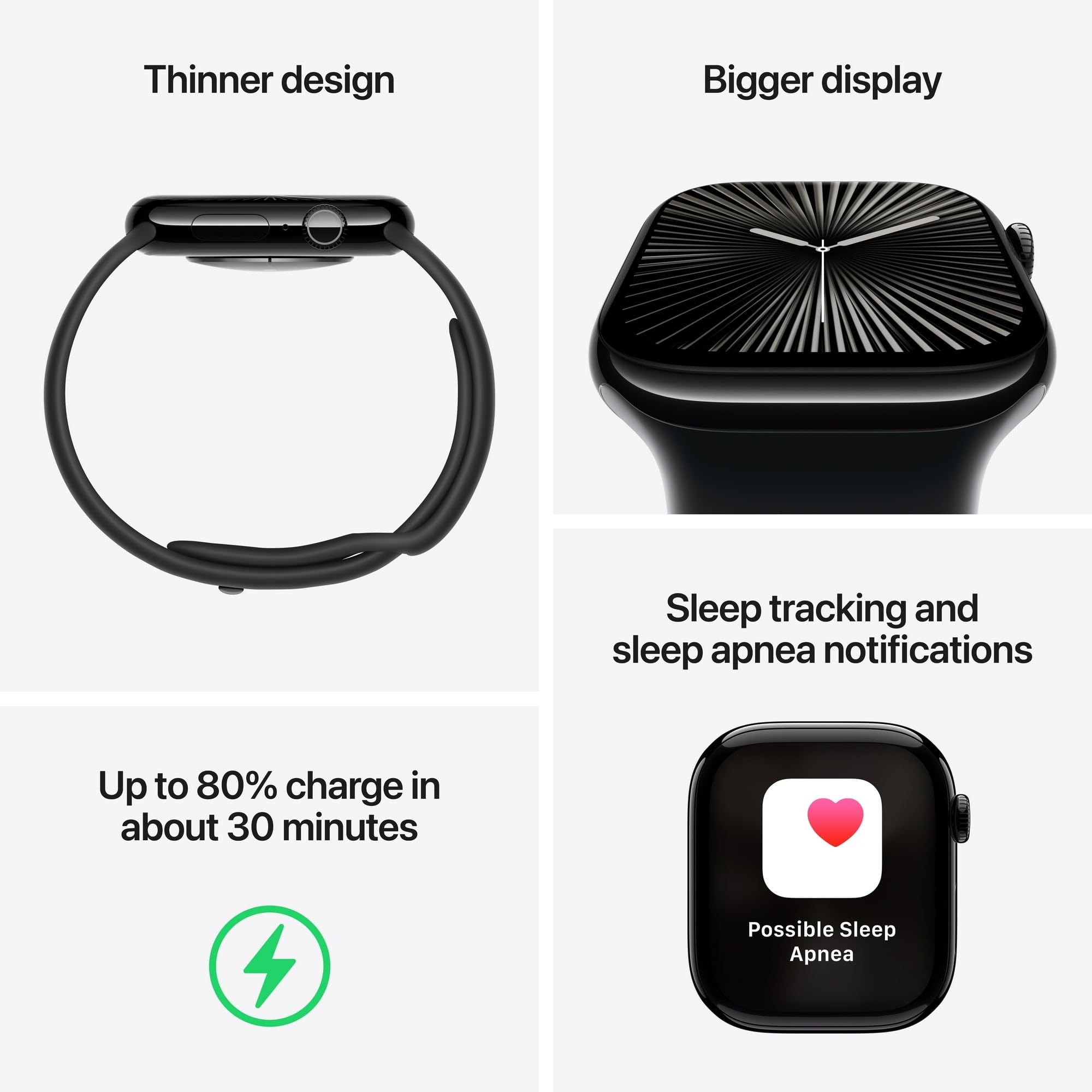 Apple Watch Series 10 [GPS, 42mm] - Jet Black Aluminum Case with Ink Sport Loop (Renewed) | Smart Fitness Tracker with Heart Rate Monitor & Water Resistance | Perfect for Running, Swimming & Daily Activity Tracking