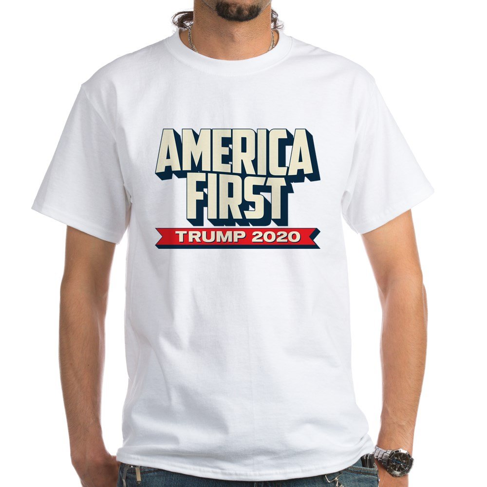 Trump 2020 America First Men's Cotton T-Shirt - Patriotic Political Graphic Tee for Supporters | Comfortable Casual Wear for Campaign Events & Everyday Outfits