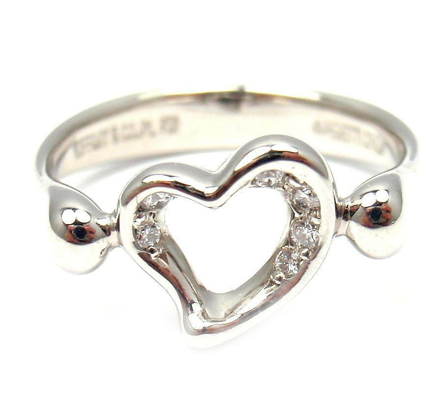 Tiffany & Co. Platinum Peretti Diamond Open Heart Ring Size 5 - Elegant Diamond Jewelry for Women, Perfect for Anniversary Gifts & Special Occasions