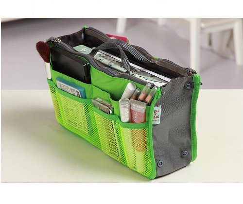 Women's Portable Purse Organizer Insert - Multi-Function Cosmetic Storage Bag for Travel & Handbags - Green Makeup Bag Pouch - Perfect for Daily Use, Office & Vacation Essentials Organization
