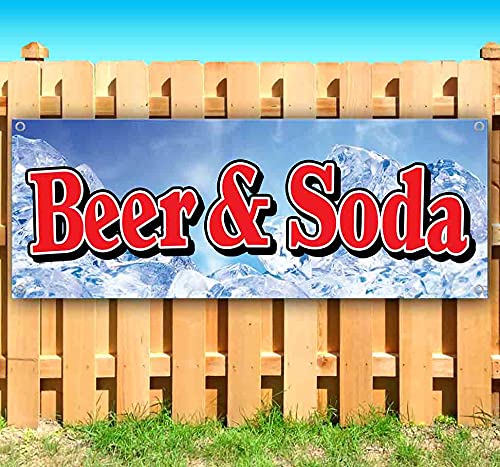 13 oz Heavy-Duty Vinyl Beer & Soda Banner with Metal Grommets - Single-Sided Non-Fabric Sign for Bars, Restaurants, and Outdoor Events