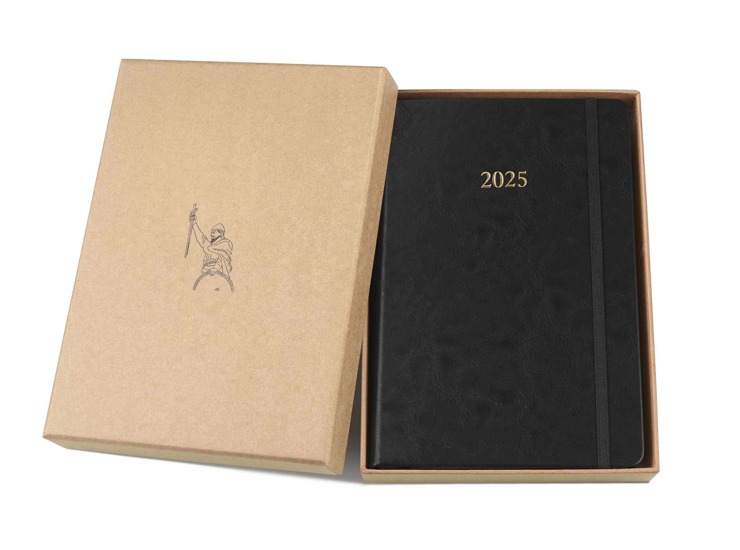Wykeham's Executive 2025 Daily Planner & Journal - Customizable Leather Cover, 8.5