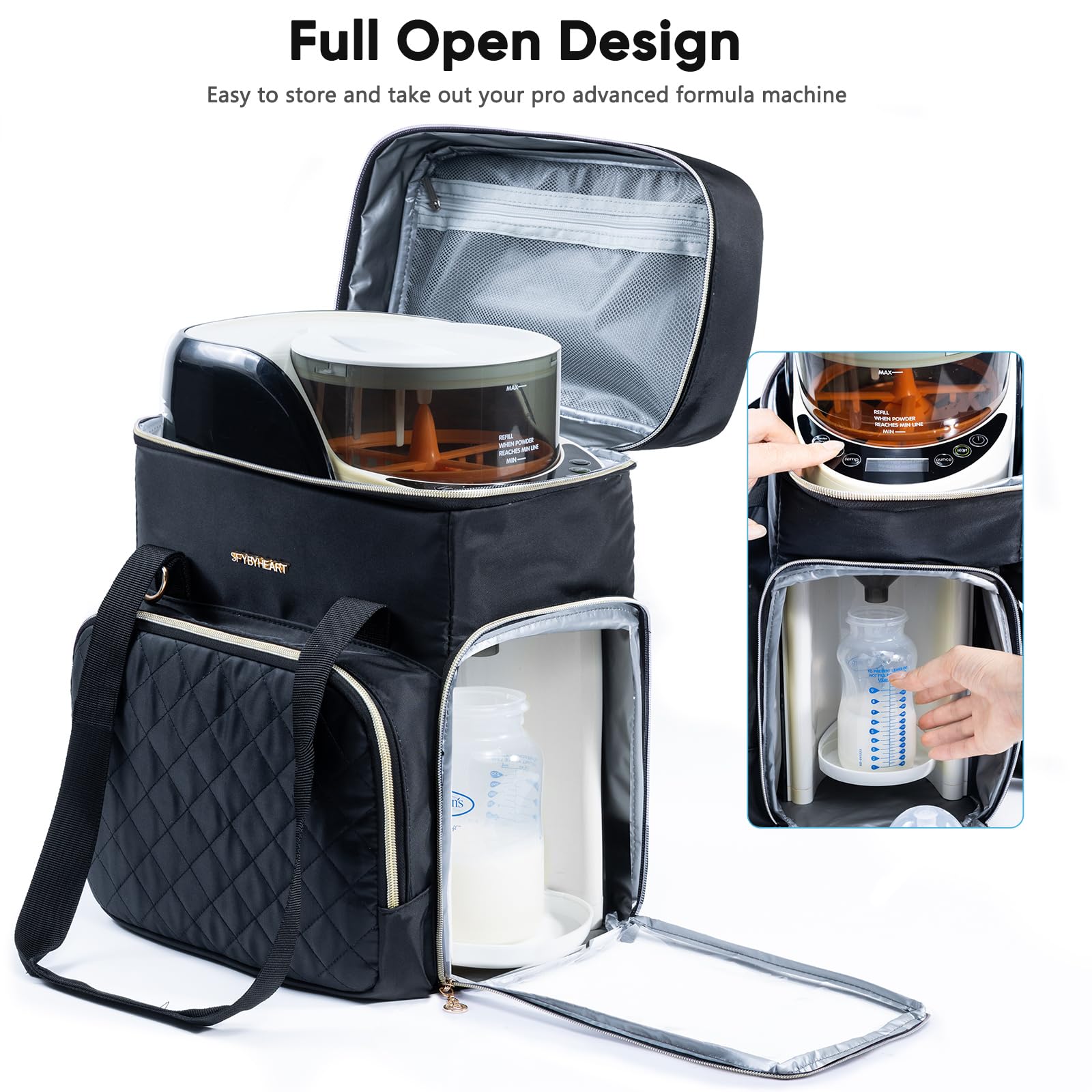 SFYBYHEART Baby Brezza Formula Pro Advanced Carrying Case - Travel Bag for Formula Dispenser Machine with Pockets for Baby Essentials, Pumps & Bottles | Portable Storage for Daycare, Travel & On-the-Go Feeding