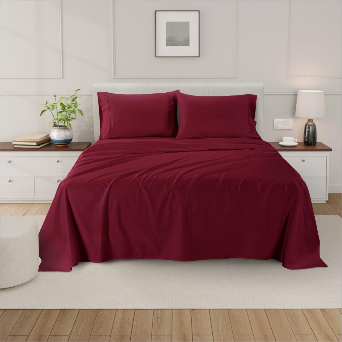 Luxury 1000 Thread Count Egyptian Cotton Sheets Set - King Size 4-Piece Bedding with 16