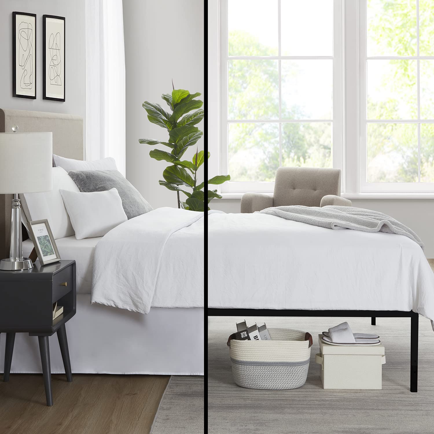 Nestle White King Size Bed Skirt - 14 Inch Drop Brushed Microfiber Bedskirt with Hotel-Quality Pleats | Shrink & Fade Resistant | Perfect for Luxury Bedrooms & Hotel Decor