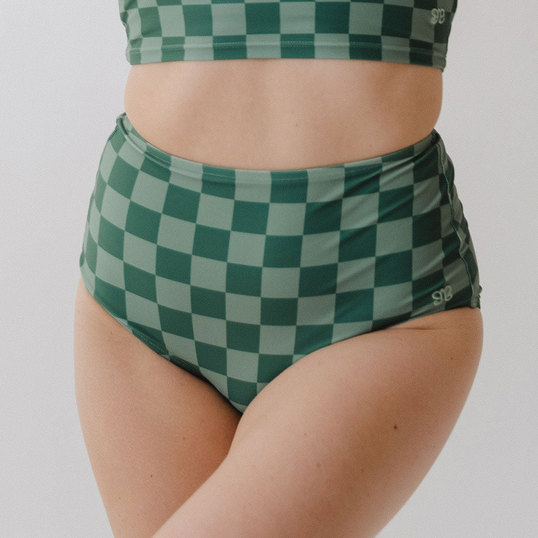 Stylish Green Check High Waisted Bottoms for Women - Trendy Casual Pants for Everyday Wear & Office Outfits