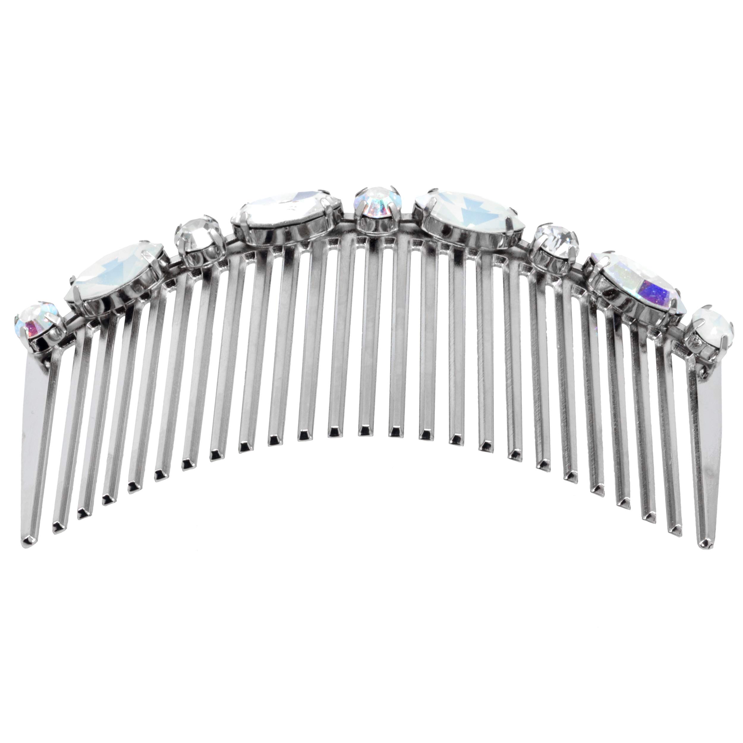 3.5 Inch Silver Wedding Hair Side Comb with Swarovski Crystals - Handmade in Italy Bridal Hair Accessories for Women, Bride & Bridesmaids | Perfect for Weddings, Prom, Formal Events & Special Occasions