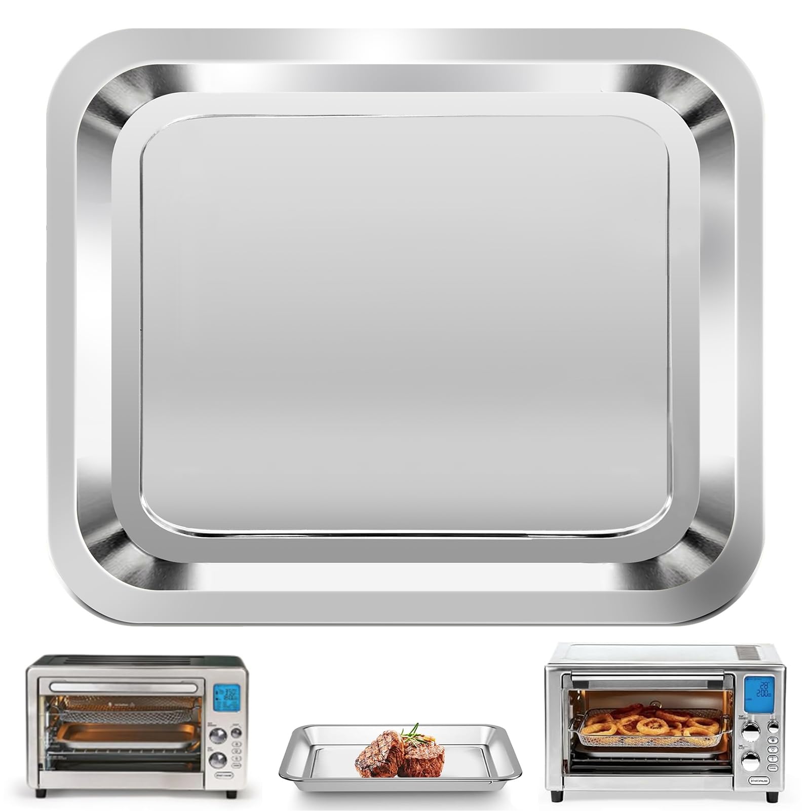 GCQ 12''×10'' Stainless Steel Air Fryer Tray Replacement for Emeril Lagasse Everyday 360 - Crisper Plate & Grill Pan Accessories (Not Compatible with Emeril French Door Model) - Perfect for Healthy Frying, Roasting Vegetables & Cooking Family Meals