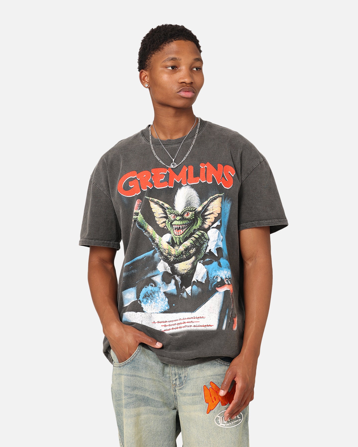 American Thrift X Gremlins Vintage Heavyweight T-Shirt - Black Wash Distressed Style | 90s Retro Graphic Tee for Men & Women | Perfect for Casual Wear, Street Style & Movie Fan Collectors