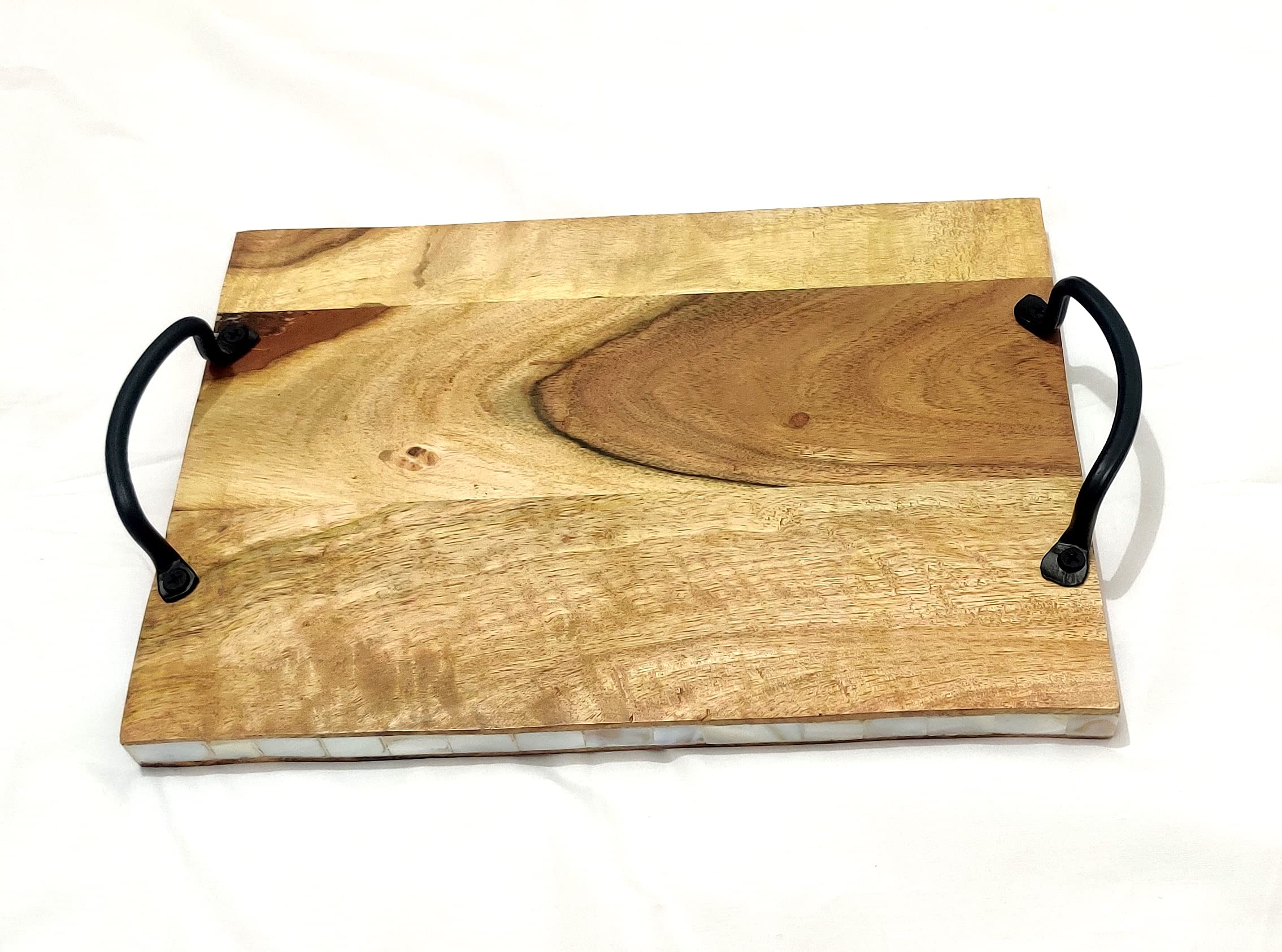 Handmade Acacia Wood Serving Tray with Handle - Elegant Round Breakfast Tray for Coffee, Tea, and Brunch - Perfect for Bedroom, Kitchen, and Hostess Gifts