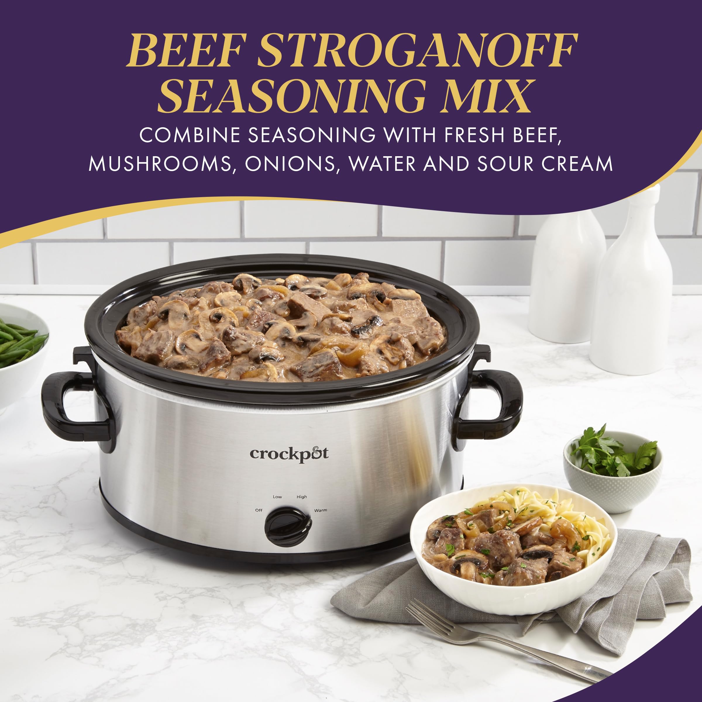Crock-Pot Beef Stroganoff Seasoning Mix - 1.5 oz (Pack of 12) | Slow Cooker Seasoning for Easy Homemade Beef Stroganoff | Perfect for Family Dinners & Potlucks