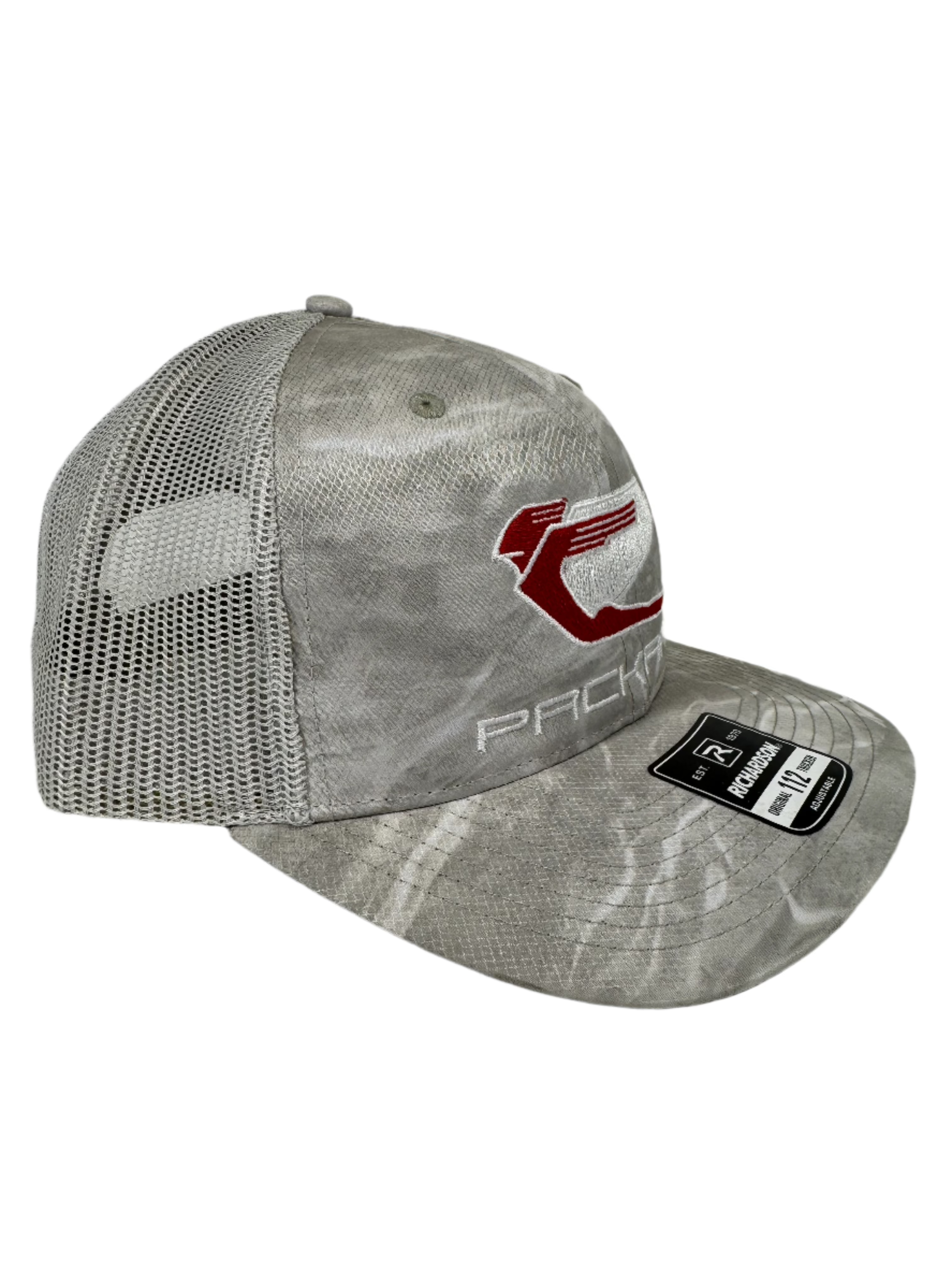 Stylish Embroidered Trucker Hat with Curved Brim - Red Logo Design for Men & Women | Perfect for Outdoor Activities, Sports, and Casual Wear
