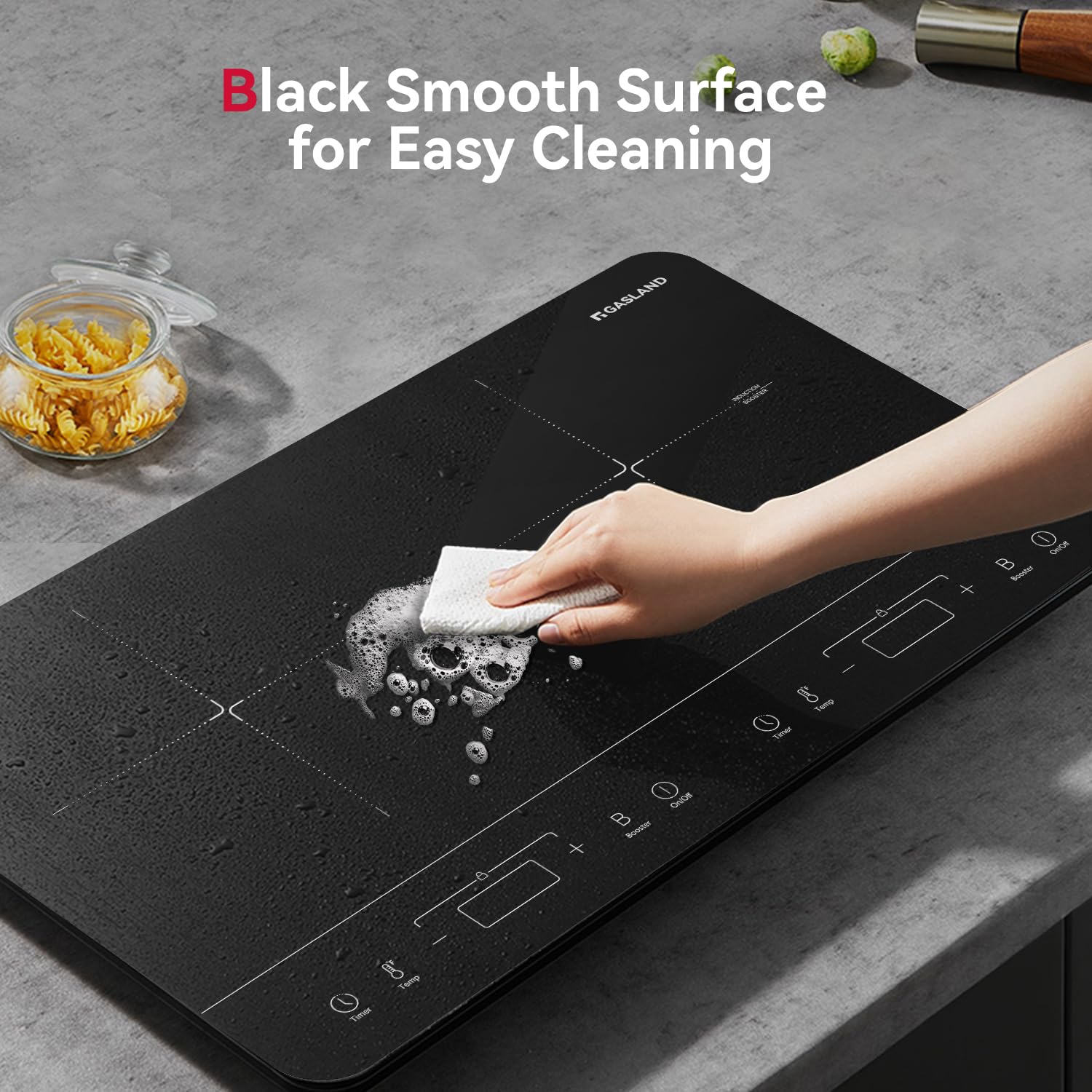 GASLAND 1800W Portable Double Induction Cooktop with 10 Temperature & 7 Power Settings, Sensor Touch Control, Child Safety Lock & Timer - Perfect for Home, Kitchen, Camping & RV Cooking