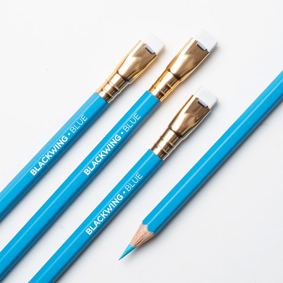 Premium Blackwing Blue Pencils - Set of 4 - Smooth Writing & Drawing - Perfect for Artists, Writers & Professionals - Office, School & Studio Use