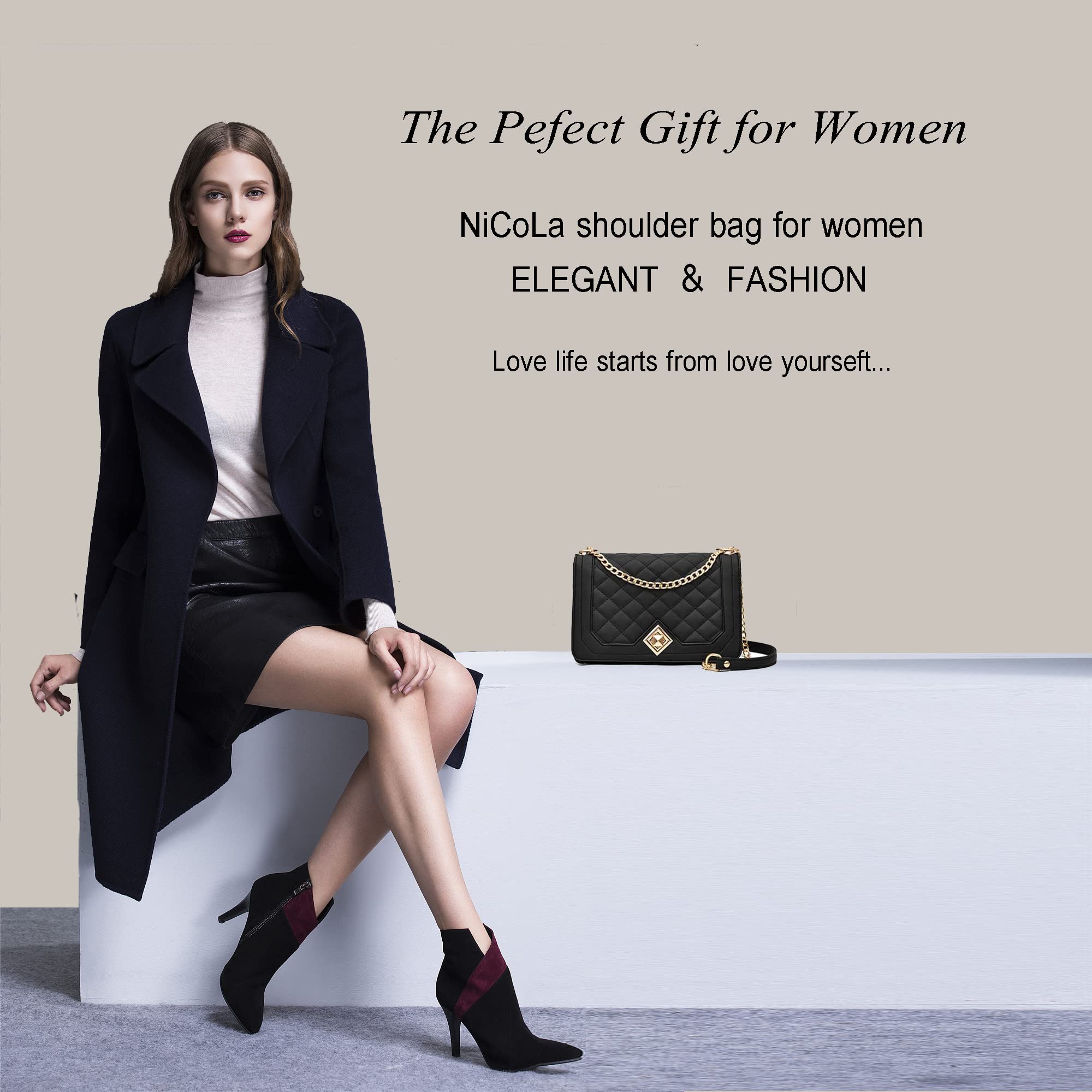 Stylish NiCoLa Crossbody Shoulder Bag for Women - Trendy & Durable Black Handbag - Perfect for Work, Travel & Everyday Use