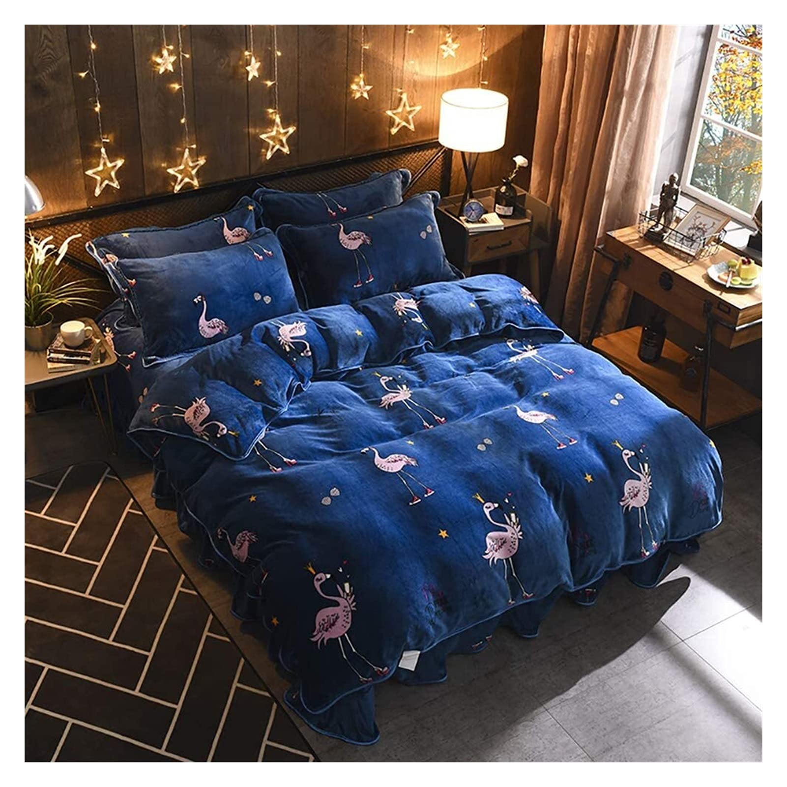 Premium Flannel Bedding Set - King/Double Size - Soft & Warm Winter Duvet Cover, Flat Sheet & Pillowcases - Wrinkle-Free, Stain-Resistant - Cozy Home Comfort for Cold Nights