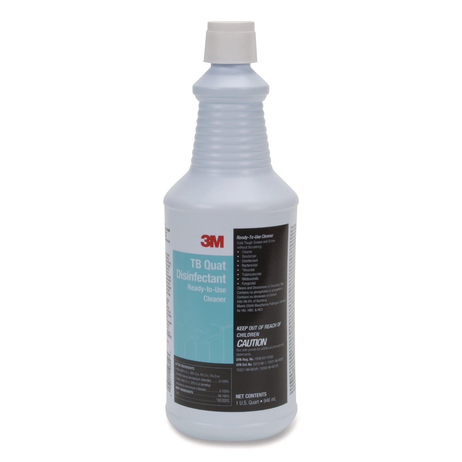 3M™ TB Quat Disinfectant Cleaner - Ready to Use, 32oz Bottle (Pack of 12) with 2 Spray Triggers - Hospital-Grade Sanitizer for Surfaces, Floors & High-Touch Areas - Ideal for Healthcare, Schools & Office Cleaning