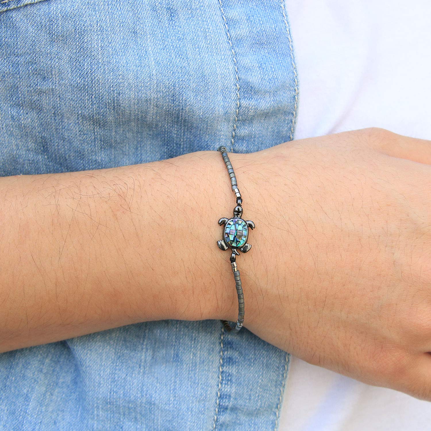 KELITCH Crystal Turtle Charm Bracelet for Women - Miyuki Beaded Friendship Bracelet with Adjustable Thin Strand - Multi Color Gifts for Best Friend, Sister, Birthday | Perfect for Everyday Wear, Beach Vacation, Yoga & Meditation