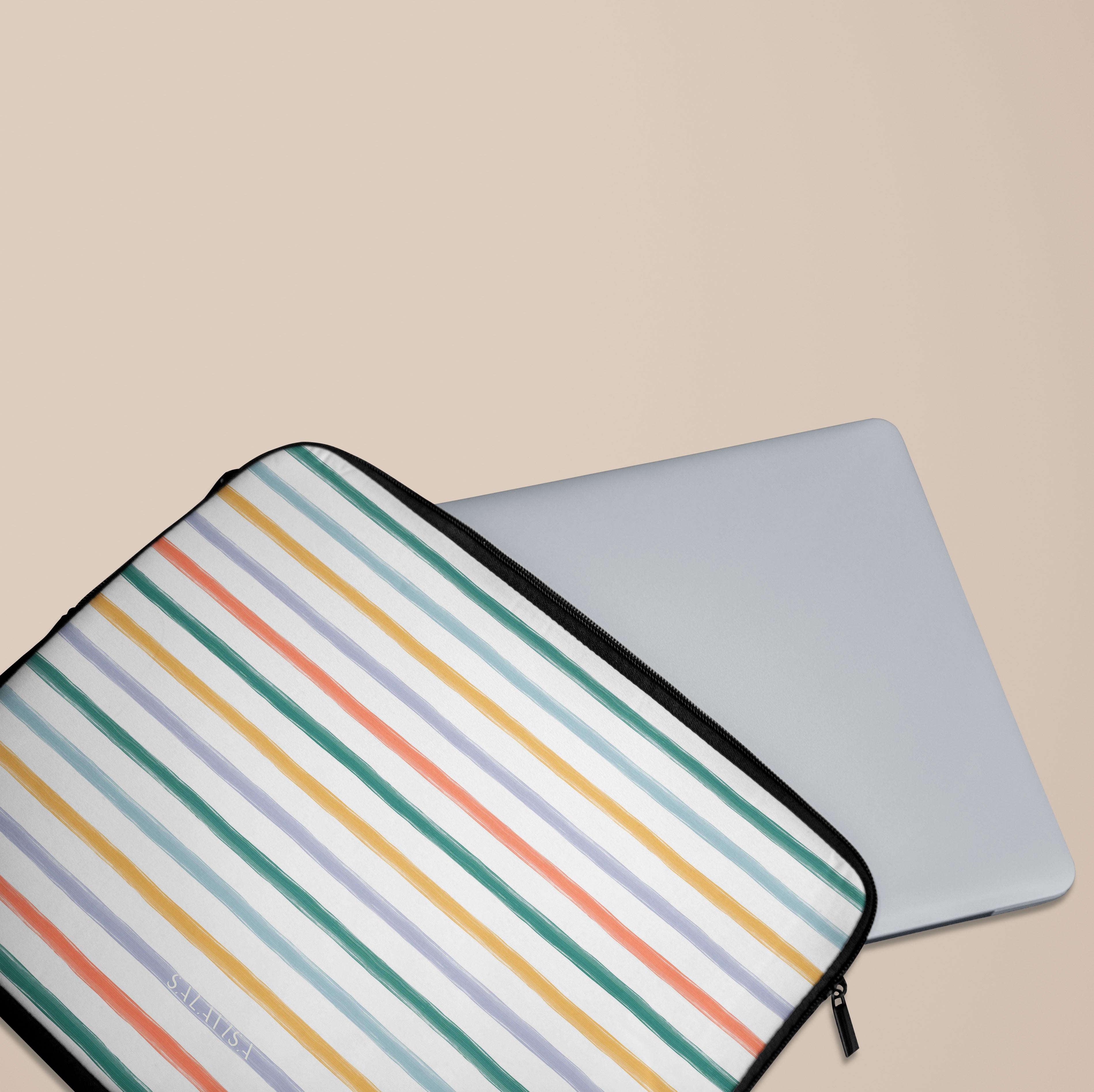Stylish Summer Stripes Laptop Sleeve Case - Lightweight & Protective 13-15 Inch MacBook/Notebook Cover - Perfect for Work, Travel & School Accessories