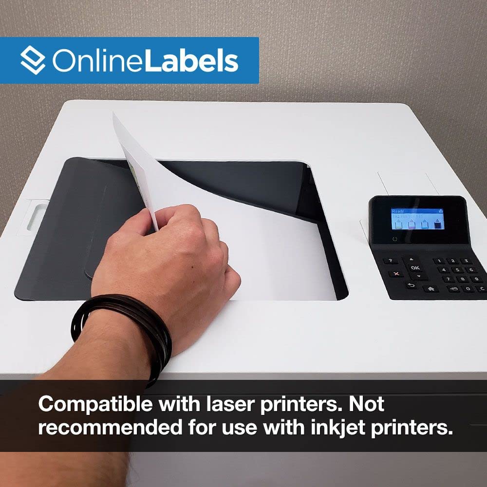 8.5 x 11 Inch Waterproof Polyester Full Sheet Labels for Laser Printers - 500 Sheets with Vertical Back Slit for Easy Peeling - Ideal for Shipping Labels, Product Packaging & Office Organization - OnlineLabels