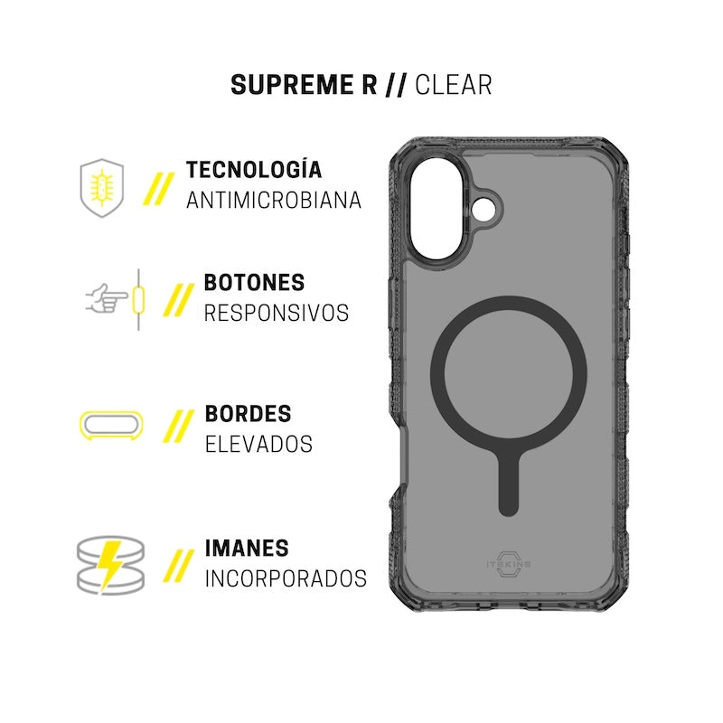 Premium ITSKINS Supreme Rugged Case for iPhone 16 - Shockproof & Durable Black Cover - Perfect for Outdoor Adventures & Daily Protection